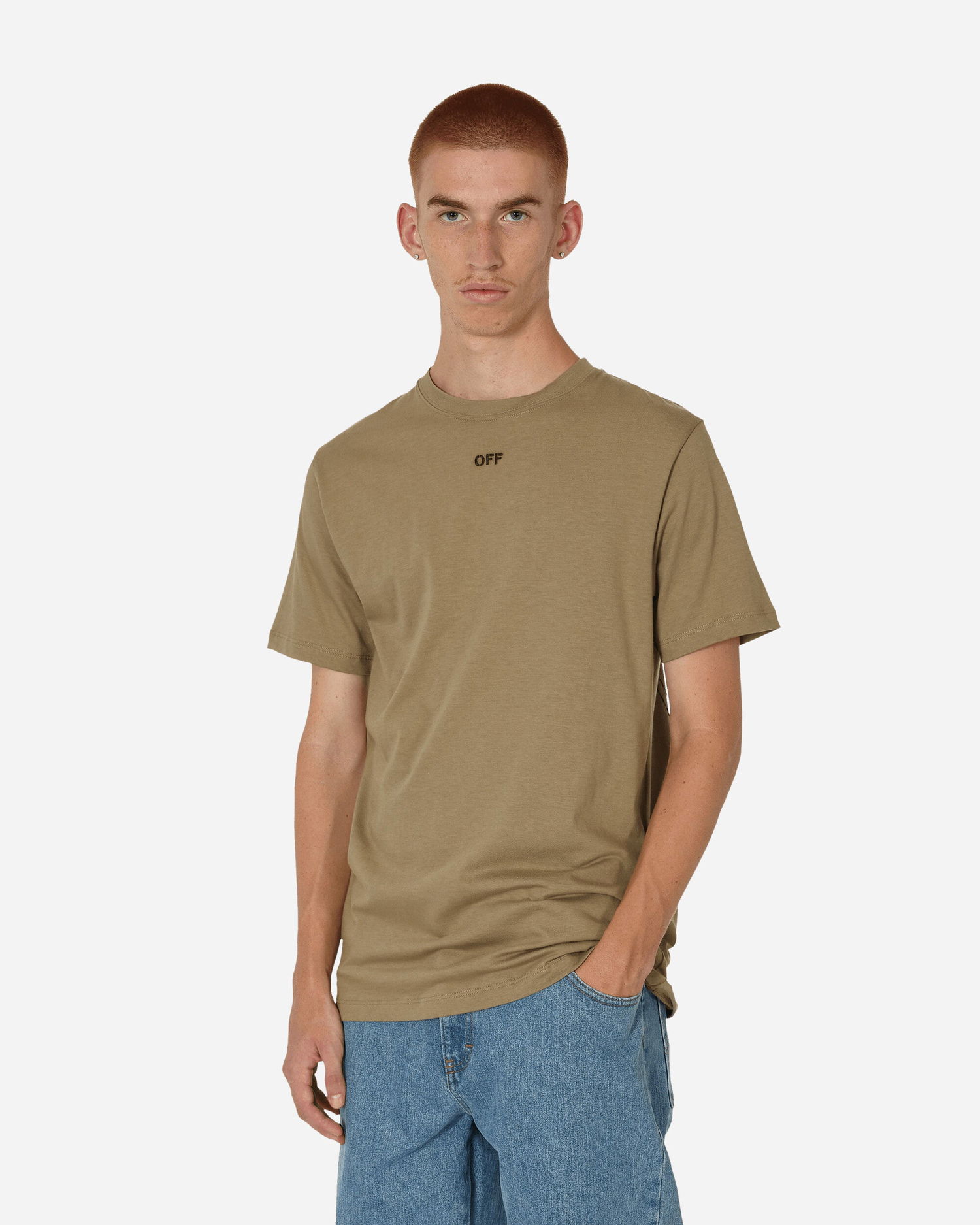 Тениска Off-White Off Stitch Slim Зелено | OMAA027F23JER008 6110, 1