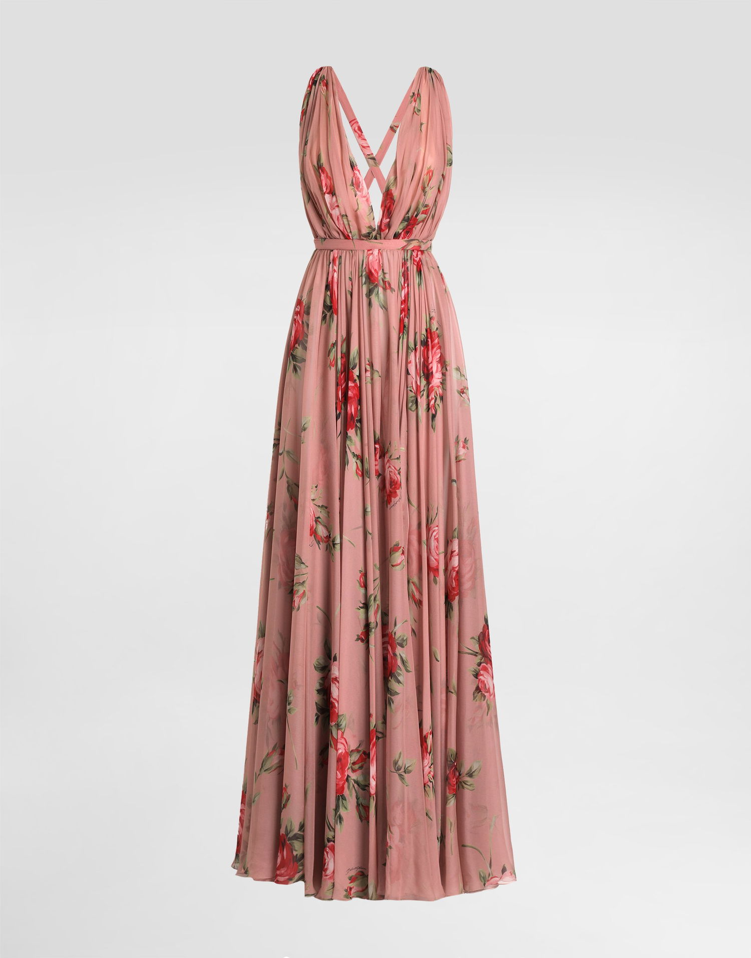 Pокля Dolce & Gabbana Rose Bouquet-print Chiffon Maxi Dress Многоцветен | F6ZA1TIS11FHF5ZN, 0