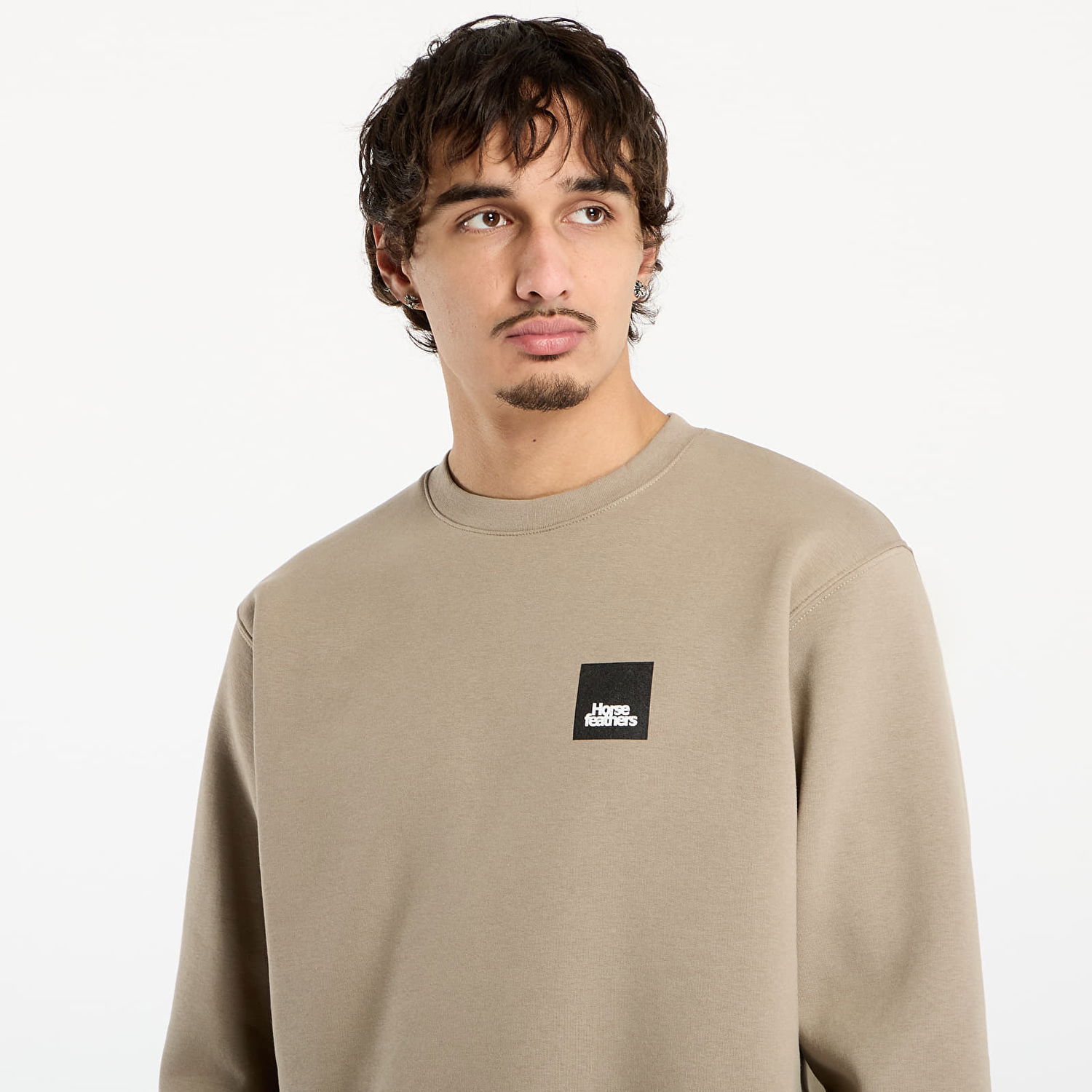Суитчър Horsefeathers Dunk Crewneck Sweatshirt with Patch Logo Бежово | SM1225U, 1