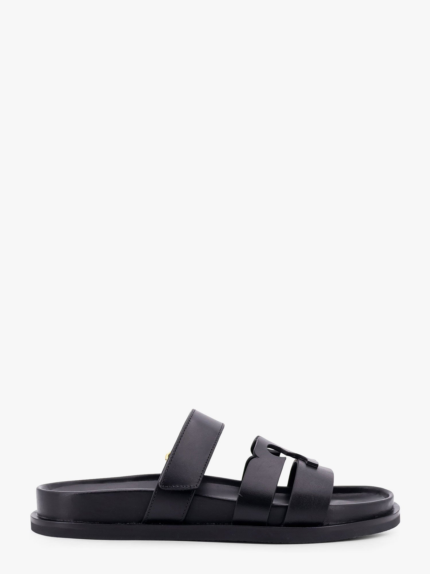 Кецове и обувки Tory Burch Black Leather Slide Sandals Черно | 161636006, 0