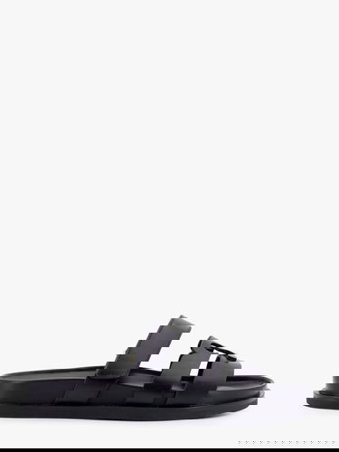 Кецове и обувки Tory Burch Black Leather Slide Sandals Черно | 161636006, 0