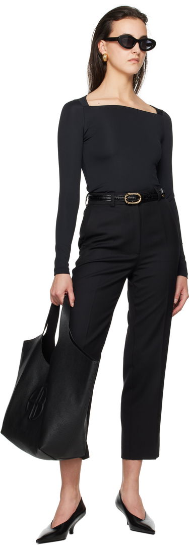 Голяма пазарска чанта Anine Bing Leather Tote Bag Черно | A-13-10364-000, 3
