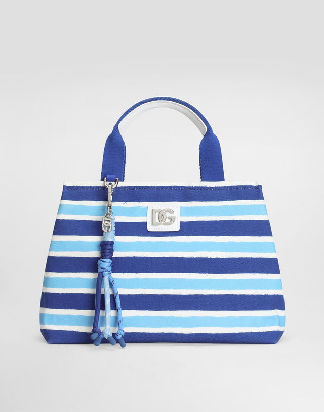 Dolce & Gabbana Striped Canvas Handbag with Rope Charm