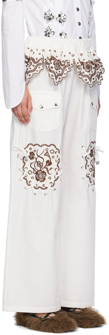 Карго панталони Chopova Lowena Chopova Lowena Lansky Embroidered Wide-Leg Trousers Бяло | 4073, 1