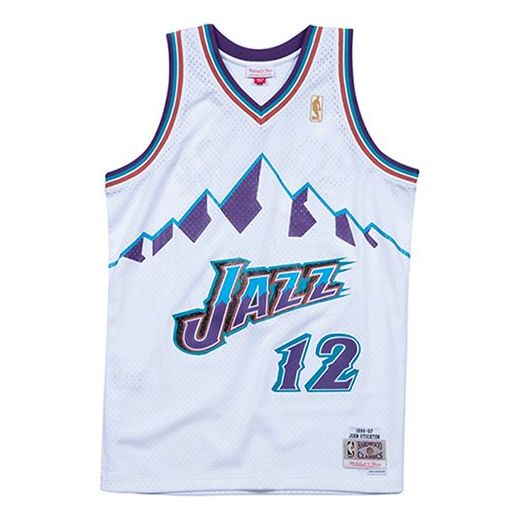 Фланелка Mitchell & Ness Mitchell & Ness NBA Utah Jazz Stockton Swingman Jersey Бяло | SMJYLG18031-UJAWHIT96JST