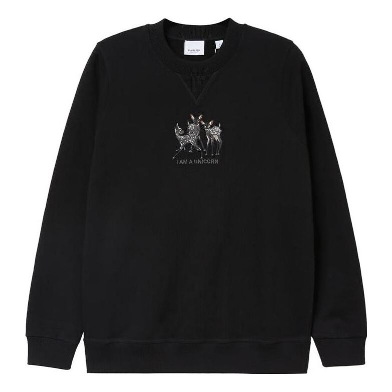 Суитчър Burberry SS21 Loose Fit Cotton Sweatshirt With Deer Embroidery Черно | 80428831, 0