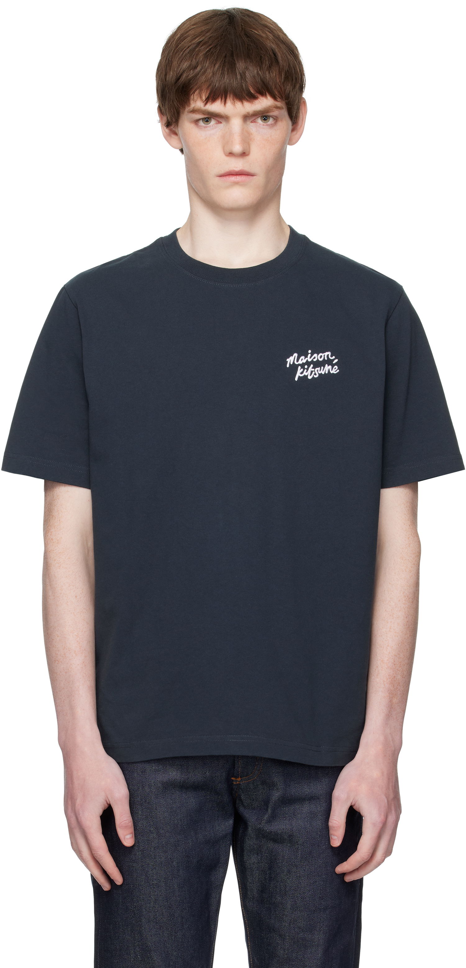 Тениска MAISON KITSUNÉ Maison Kitsuné Handwriting Comfort T-Shirt Тъмно синьо | MM00126KJ7025, 0