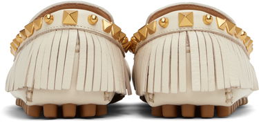 Кецове и обувки Valentino Valentino Garavani Plaster Caster Driver Loafers with Fringes and Pyramid Studs Бяло | 6W2S0LL2FFW, 1