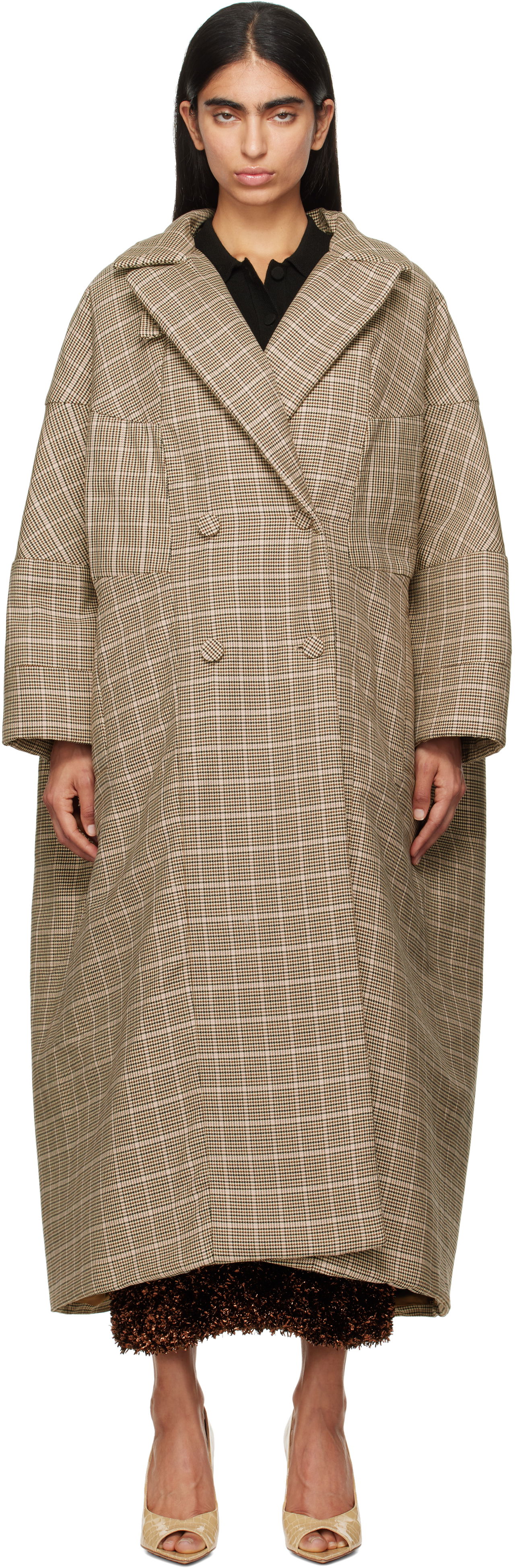 Палта Dries Van Noten Dries Van Noten Long Plaid Coat Кафяво | 242-010211-9352, 0