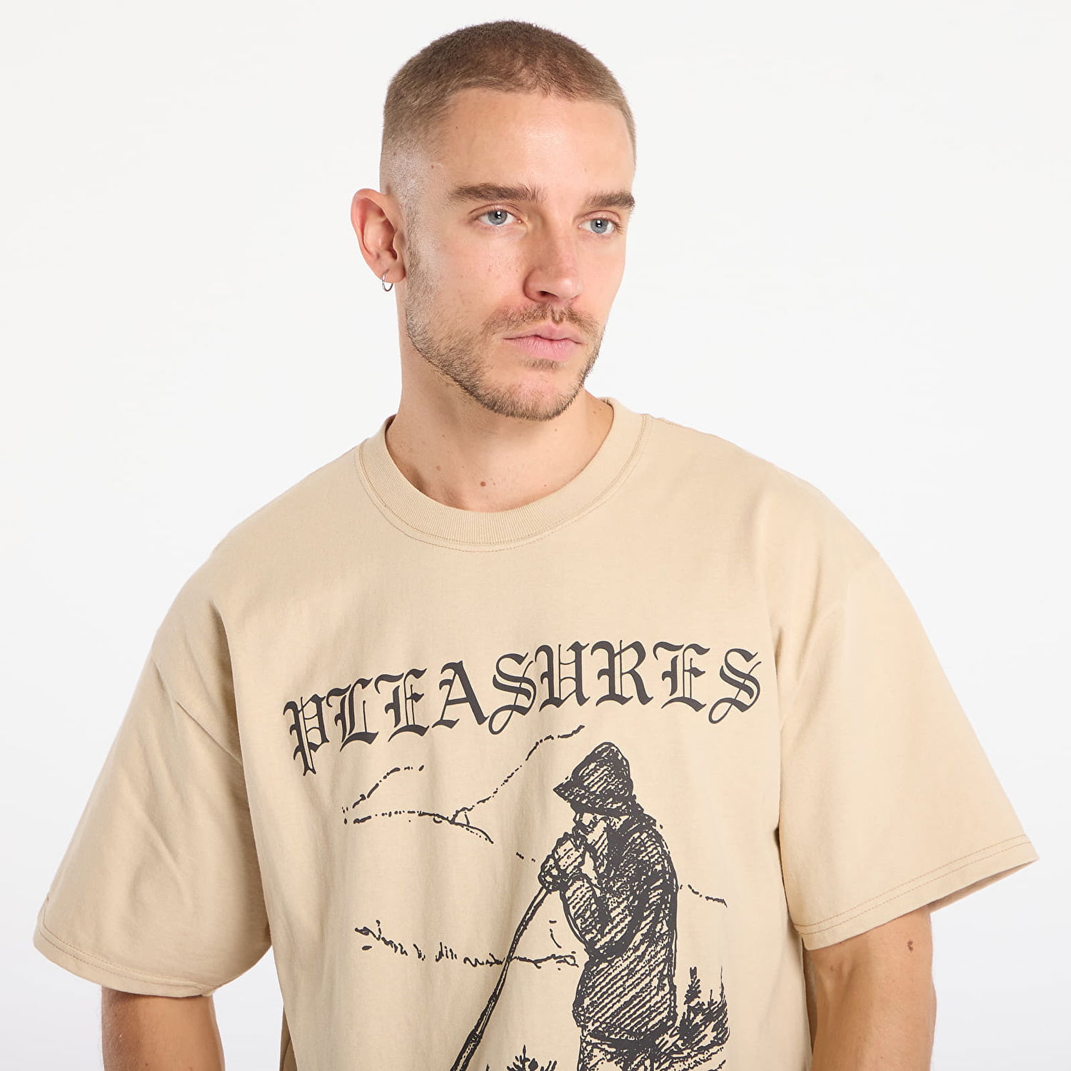 Тениска Pleasures Pipe T-Shirt Бежово | P25F079-SAND, 1