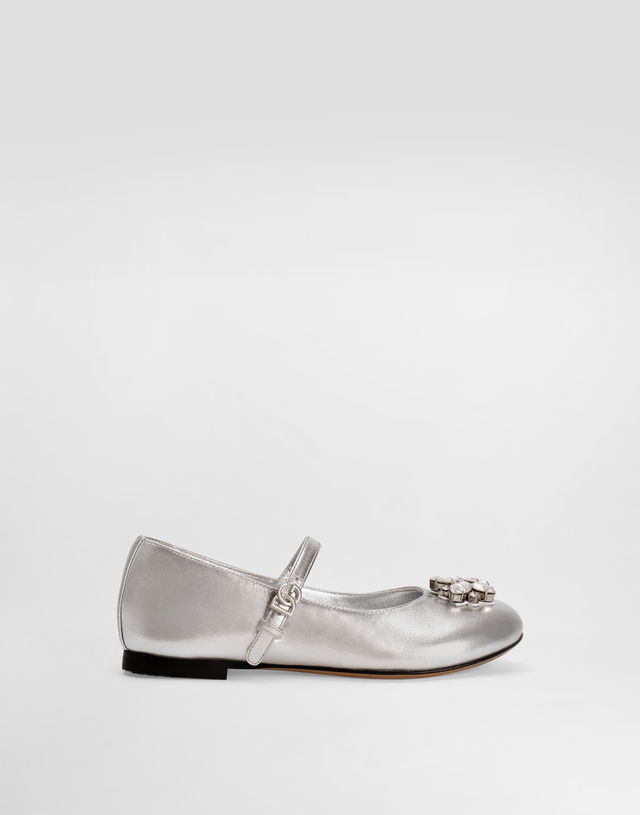 Nappa Leather Ballet Flats With Brooches