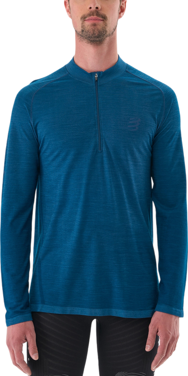 Тениска Compressport Men's Long Sleeve Running T-Shirt Синьо | atsm4885101l, 0