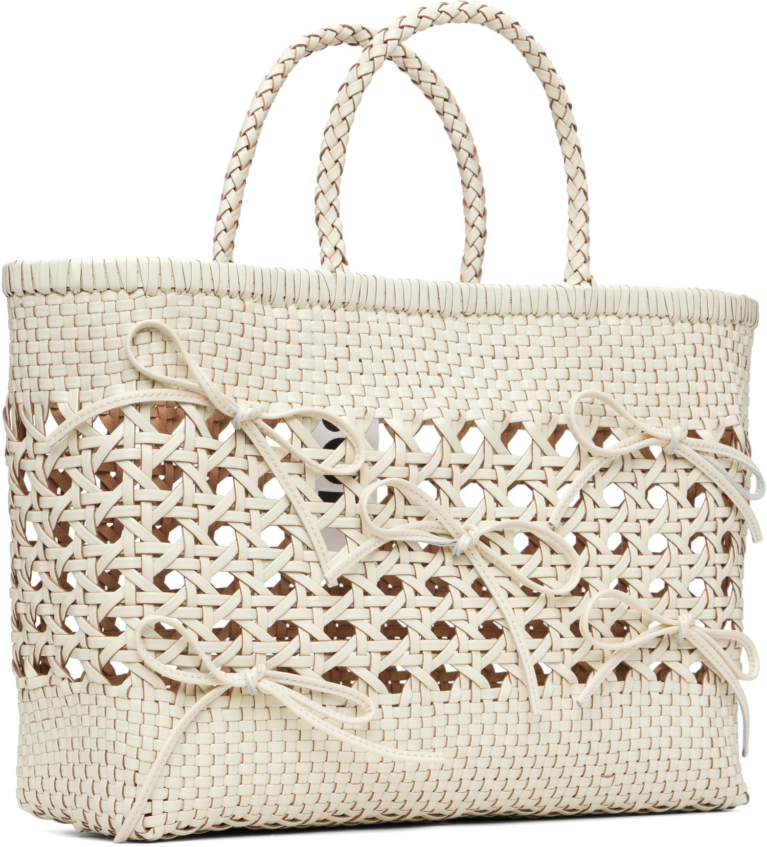 Голяма пазарска чанта OSOI Biscuit Tote with Open-Weave Detail and Braided Handle Бяло | 25SB06005102, 1