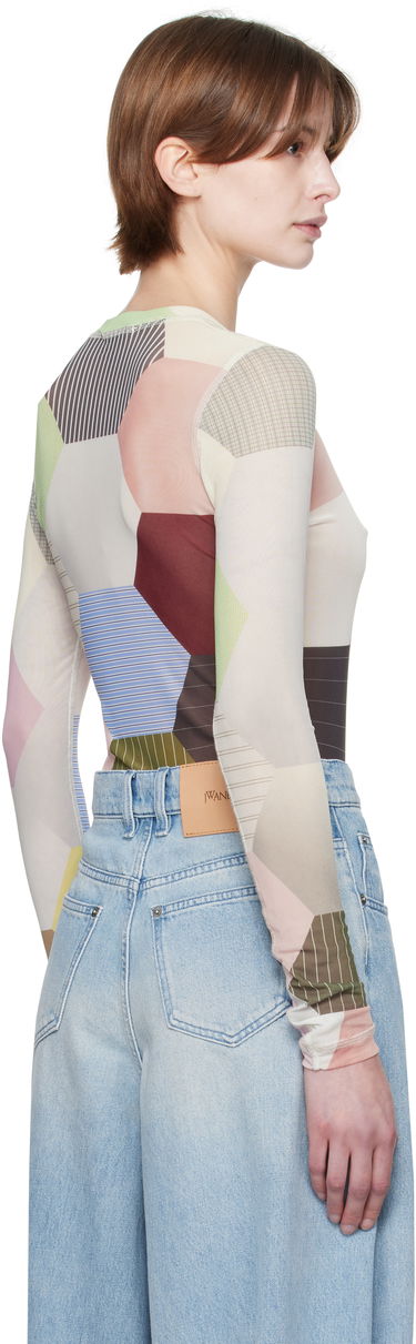 боди JW Anderson JW Anderson Patchwork Print Sheer Long Sleeve T-Shirt Многоцветен | JO0138-PG1722, 2