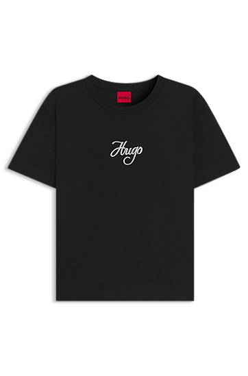 Тениска BOSS Cotton-Jersey T-Shirt with Hugo Print Черно | 50550117, 0