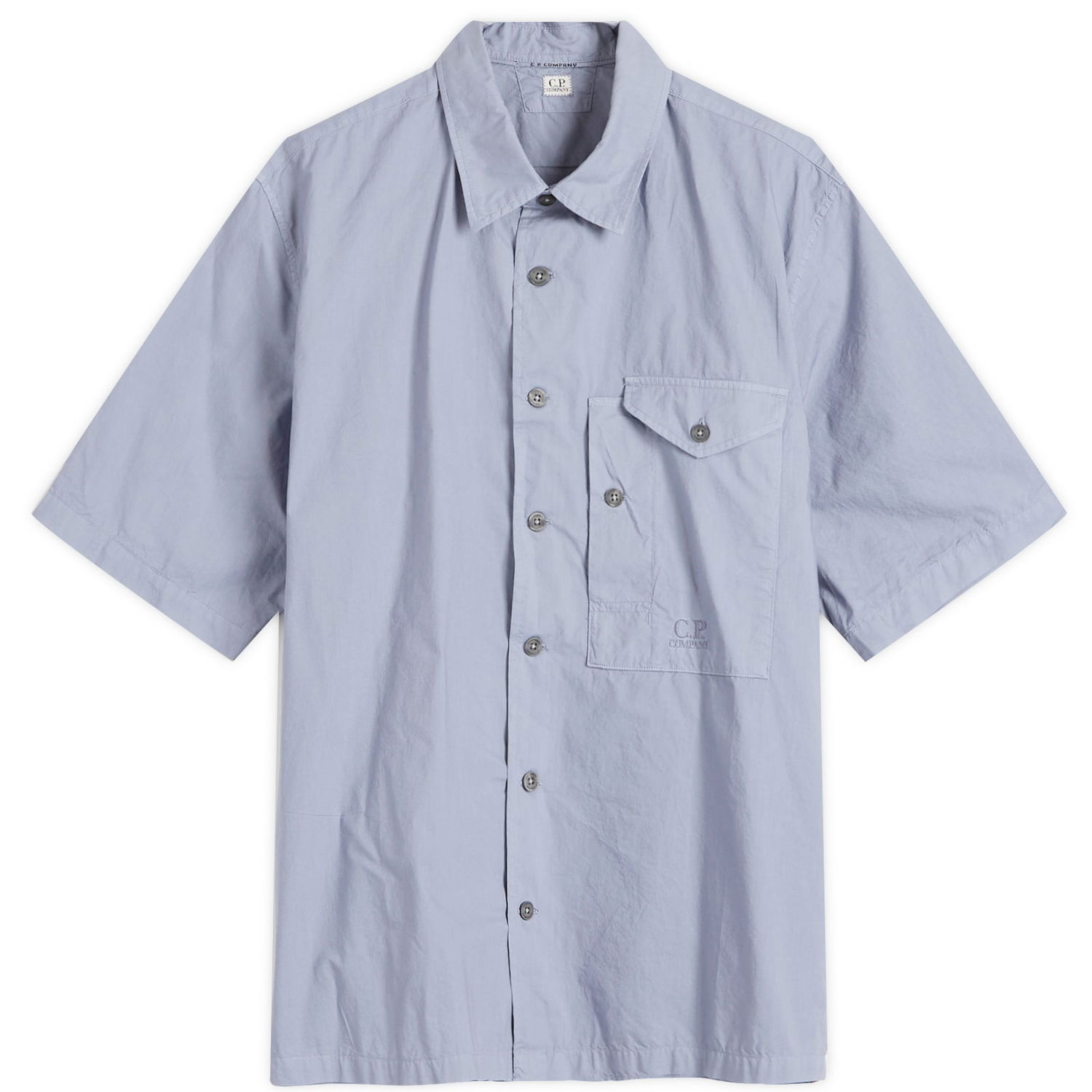 Риза C.P. Company C.P. Company Short Sleeve Shirt with Pocket Logo Синьо | 18CMSH249A-005328G-PRP, 1