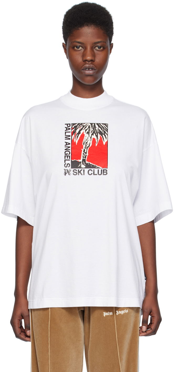 Тениска Palm Angels 'Ski Club' T-Shirt Бяло | PWAA017R24JER0020110