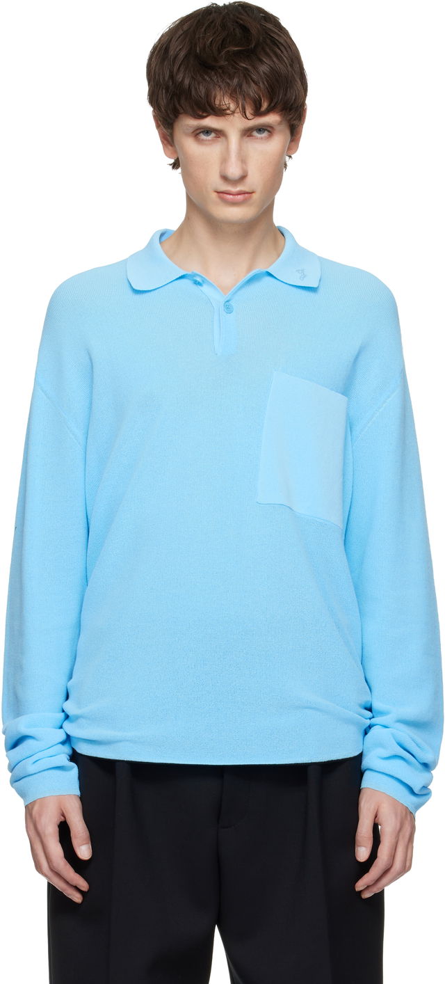 Long-Sleeve Polo 'Le Polo Tricot' with Chest Pocket