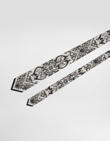 Аксесоари Dolce & Gabbana Dolce & Gabbana Majolica Print Silk Twill Tie Бяло | GT147EG0WV7HX5DQ, 2