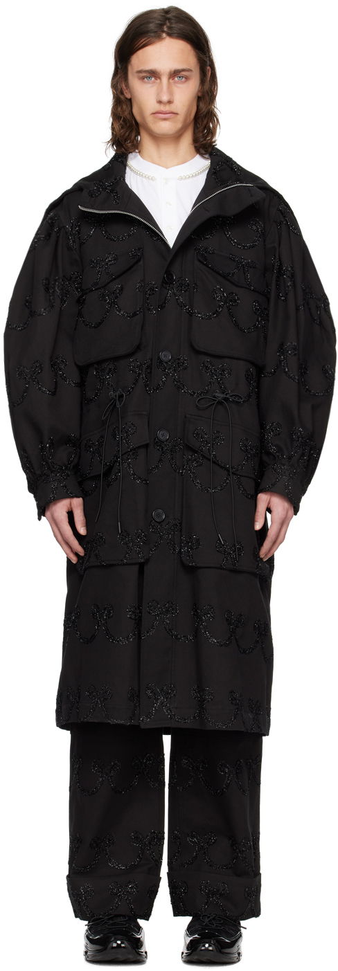 Палта Simone Rocha Simone Rocha Embroidered Denim Coat Черно | 2048 1062, 0