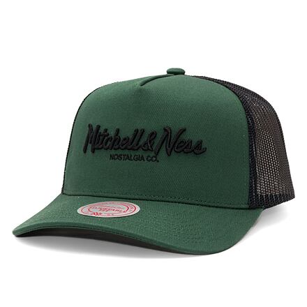 Шапка с козирка Mitchell & Ness Pinscript Trucker Olive/Black Зелено | HHSSINTL1144-MNNDKGN, 0
