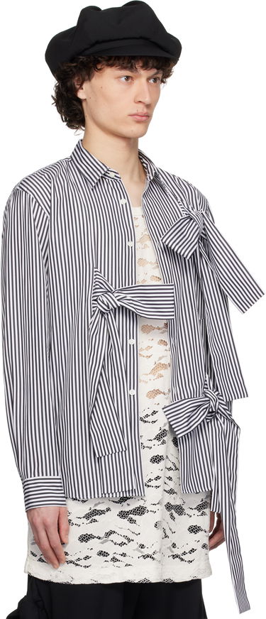 Риза Comme des Garçons Homme Plus Broad Stripe Tie Shirt Тъмно синьо | PO-B018-051, 1