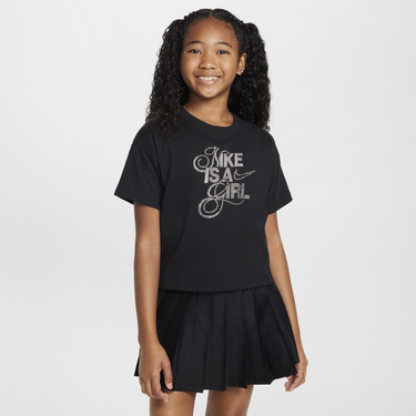 Съкратен топ Nike Nike Sportswear Girl's T-Shirt Черно | HF5986-010, 3