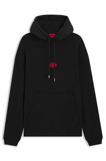 Cotton-blend hoodie with waxed-stamp logo