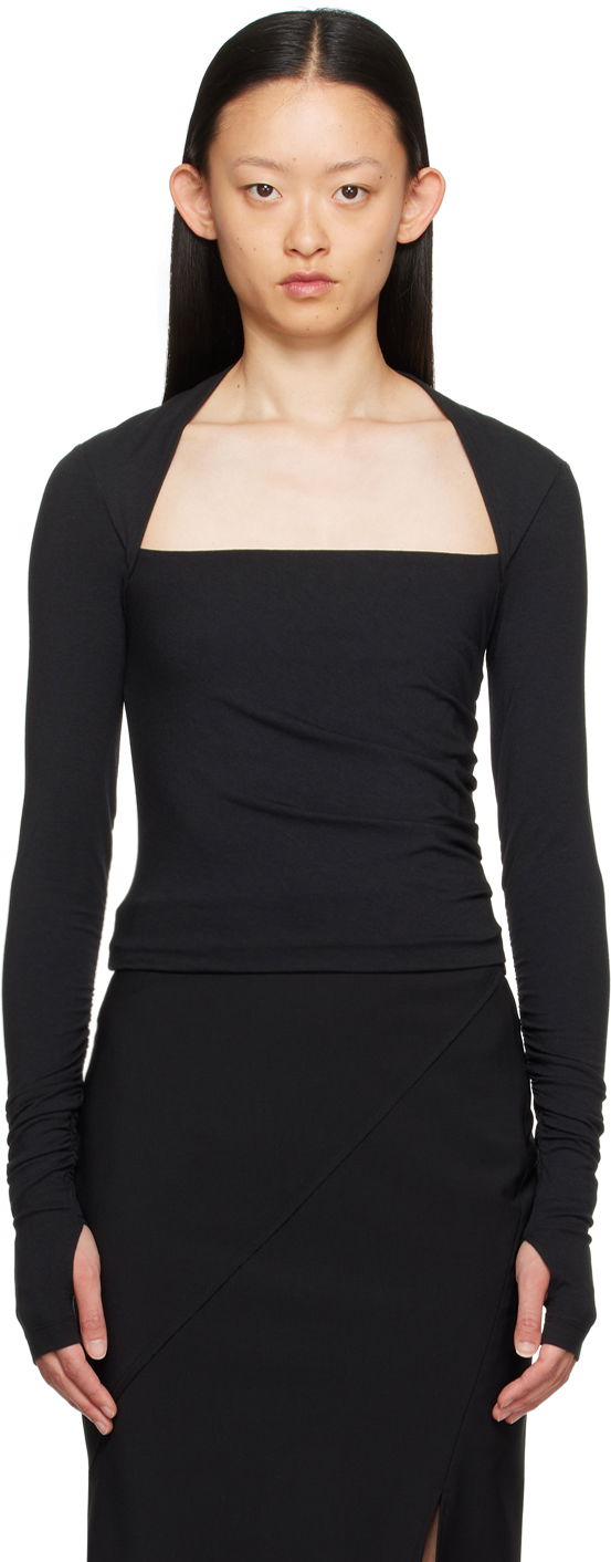 Тениска Helmut Lang Helmut Lang Shrug Long Sleeve T-Shirt Черно | N06HW518