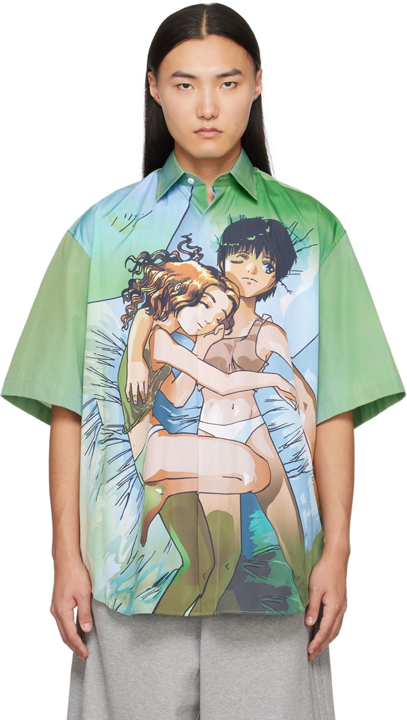 Риза VETEMENTS Anime Shirt Зелено | UE64SH900Z, 0