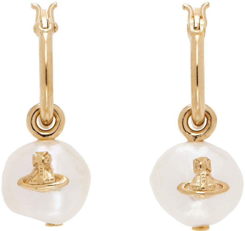 Обеци Vivienne Westwood Hoop Earrings with Pearls Металик | 6203007W-01R585-IM