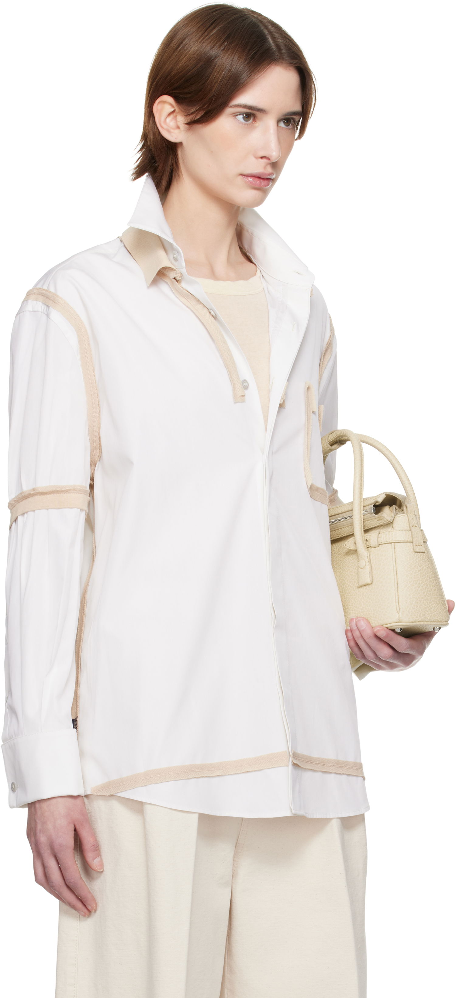 Риза Maison Margiela Maison Margiela Contrast Trim Shirt Бяло | S51DT0018 M35391, 1