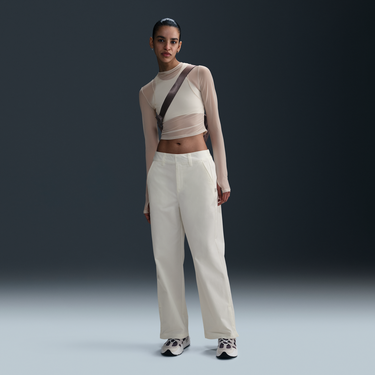 Панталони Nike Mid-Rise Twill Pants, Sportswear Collection Бяло | HF9430-133, 0