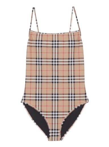 Бански Burberry Check Print One-Piece Swimsuit Бежово | 8009009