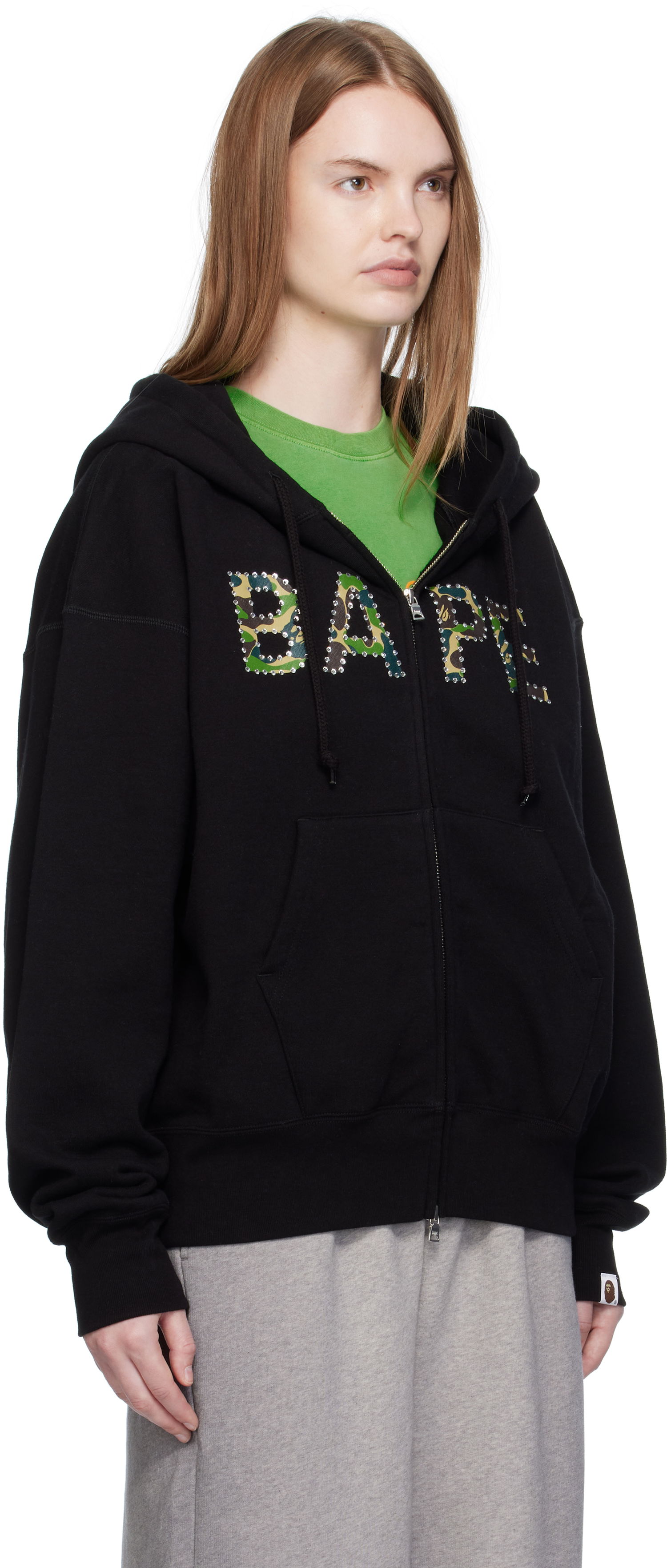 Суитчър BAPE ABC Camo Crystal Logo Wide Hoodie Черно | 001ZPL302005L, 1