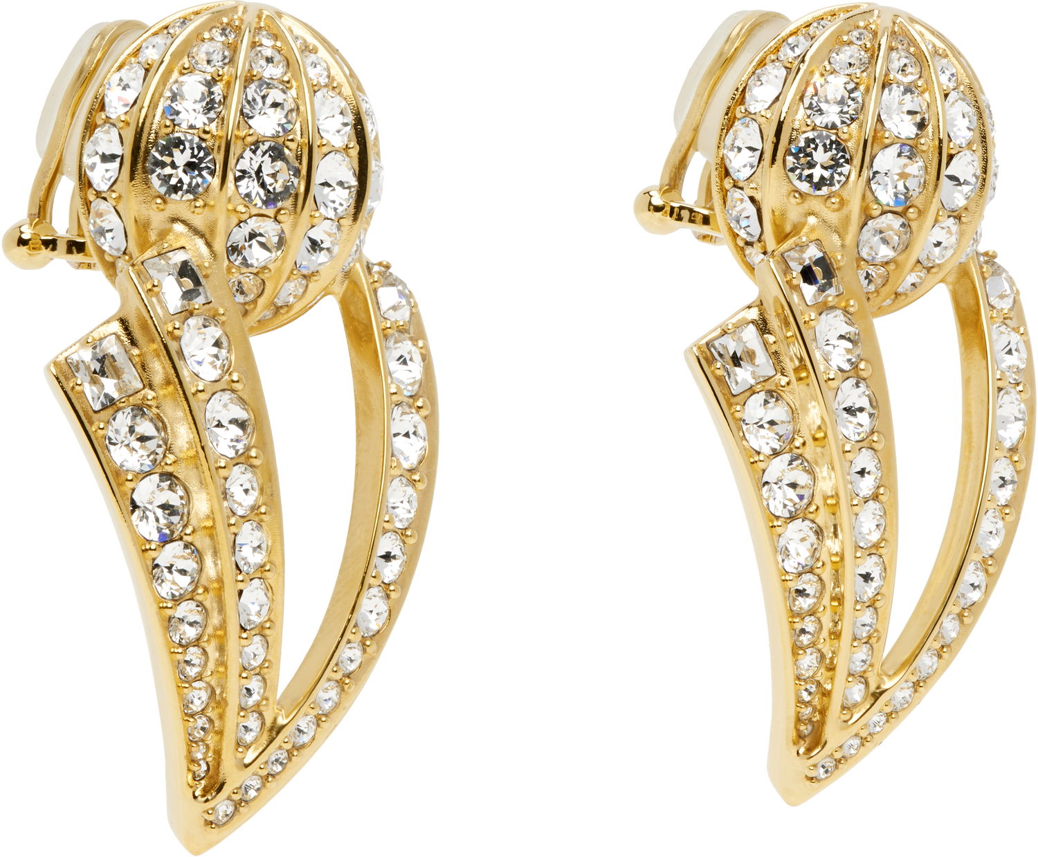 Обеци Valentino Valentino Garavani Gold-Tone Crystal Clip-On Earrings Жълто | 6W0J0Y95YCW, 1