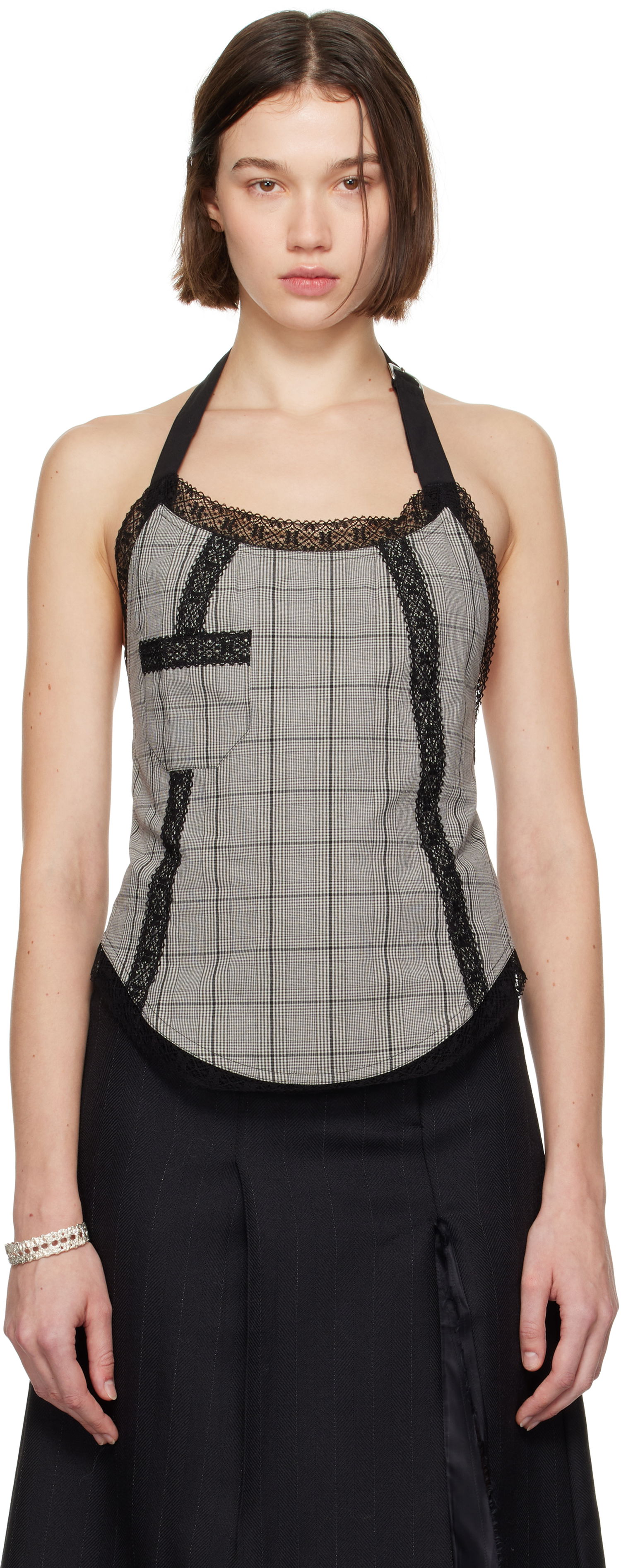 Потник OUR LEGACY Our Legacy Plaid Halter Top Сиво | W4244PV, 0