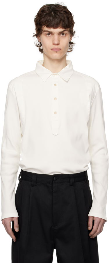 Поло тениска Wales Bonner Wales Bonner Dub Long Sleeve Polo Бяло | MS25JE03-JE02-000 RIB JERSEY, 0
