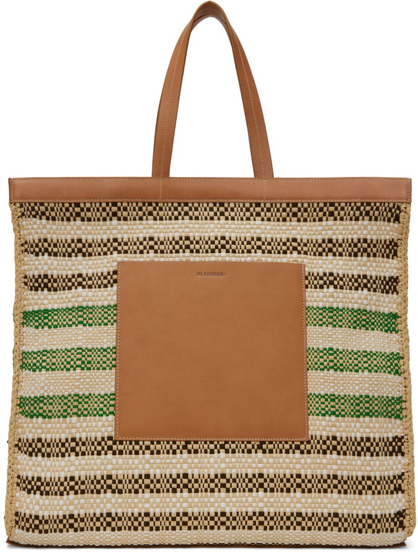 Голяма пазарска чанта Jil Sander Jil Sander Striped Tote Bag Кафяво | J42WD0011_P5414, 0