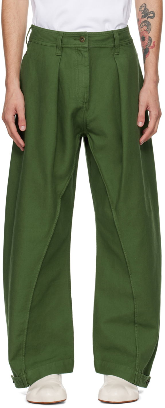 Панталони JW Anderson Green Twisted Seam Trousers Зелено | TR0381-PG1587, 0