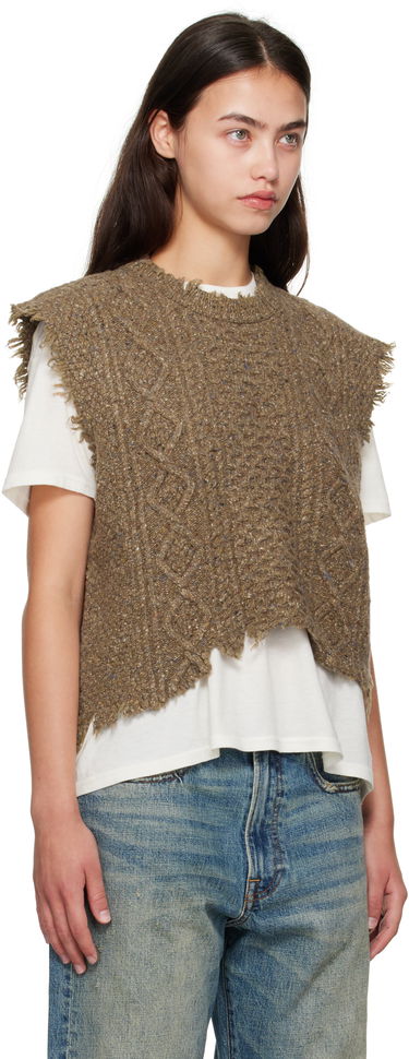 Пуловер R13 R13 Boyfriend Cable Knit Wool Vest Кафяво | R13WY228-Y209A, 1