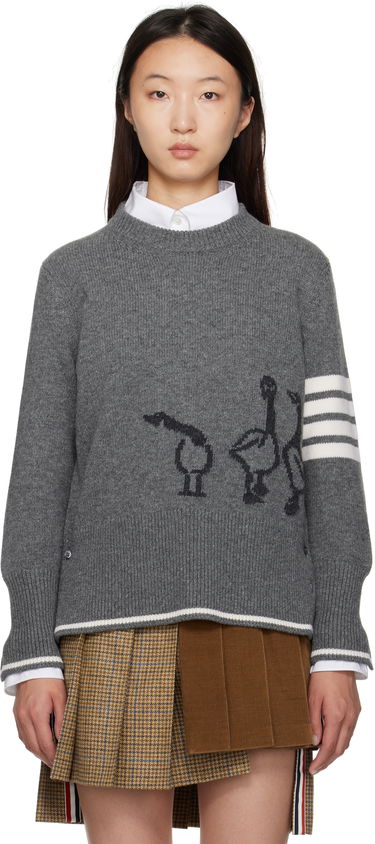 Пуловер Thom Browne Thom Browne Merino Wool Geese Intarsia Sweater Сиво | FKA499A-Y1029, 0