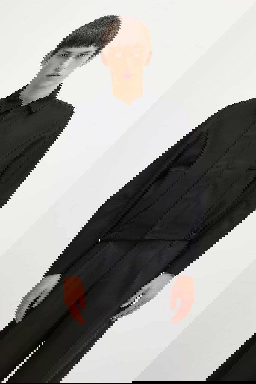 Яке ADER ERROR Collared Cropped Jacket with Wool Blend and Elasticated Hem Черно | BO01FWJK0106BK, 0