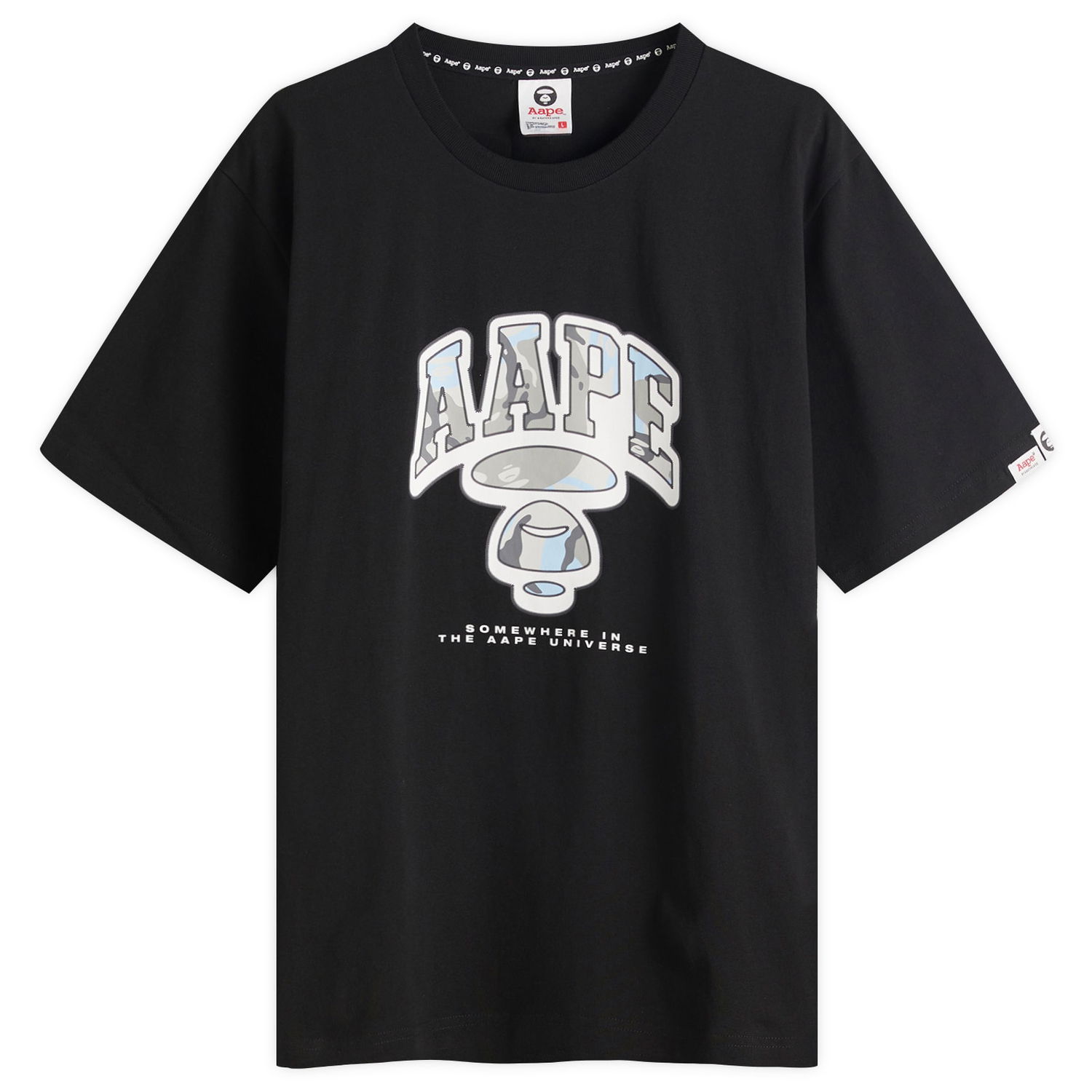 Тениска AAPE by A Bathing Ape AAPE Graffiti Small Face BLE Camo T-Shirt, Size Large Черно | AAPTEM1650XX-BLK, 0