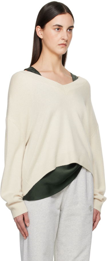 Пуловер Anine Bing ANINE BING Lee Lace-Trim V-Neck Sweater Бежово | A-09-3280-101, 4