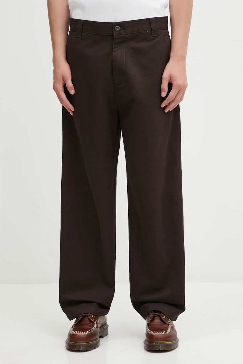 Панталони Carhartt WIP Cotton Wide-Leg Brady Pant Кафяво | I035655.4706