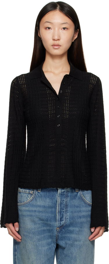 Поло тениска Loulou de Saison Loulou de Saison Tiha Knit Polo Черно | TIHA, 0