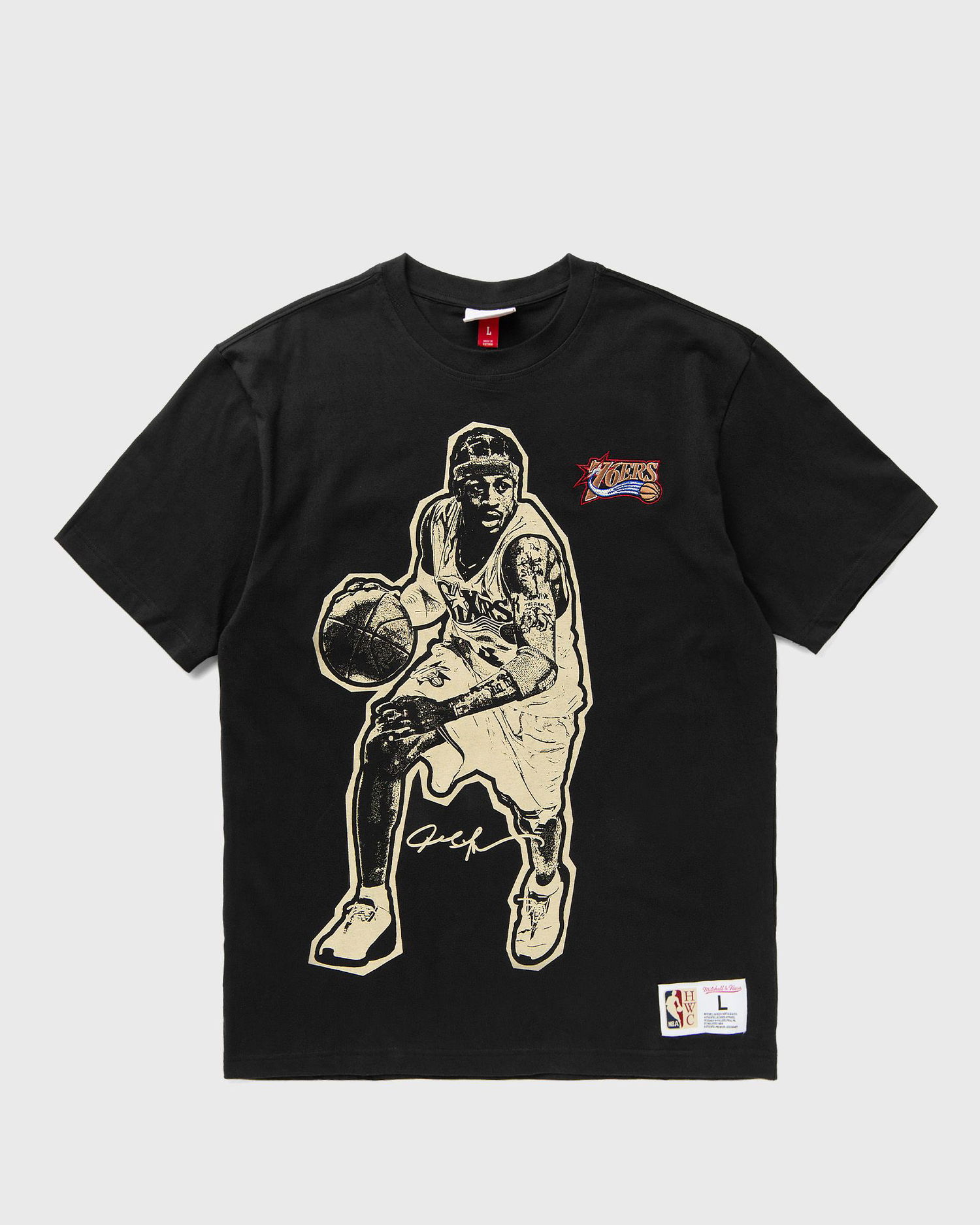 Тениска Mitchell & Ness Philadelphia 76ers Allen Iverson Vintage Logo T-Shirt Черно | NN12306-P76BLCK, 1