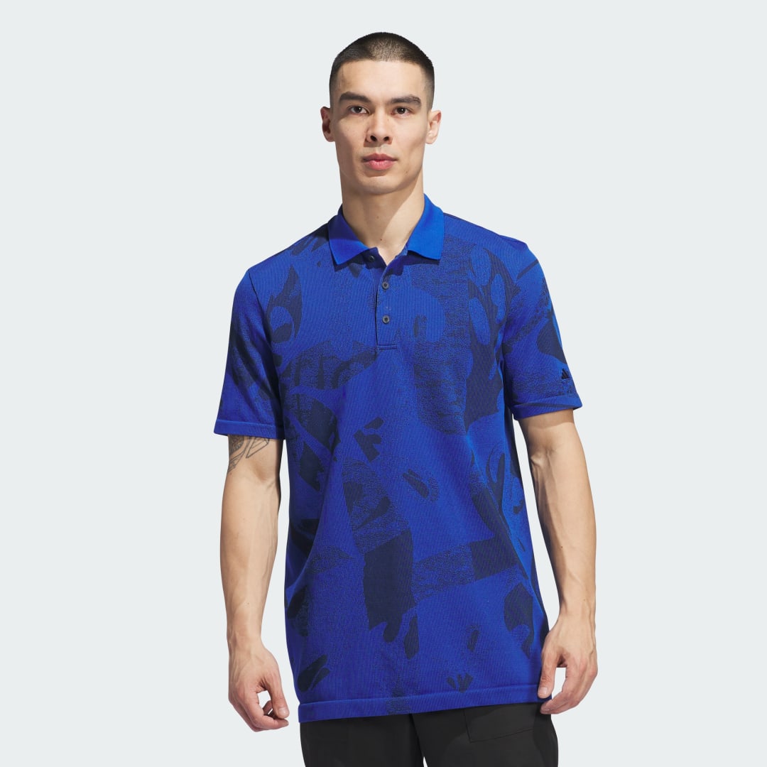 Поло тениска adidas Performance Blue Patterned Knitted Polo Shirt Синьо | IW6697, 0