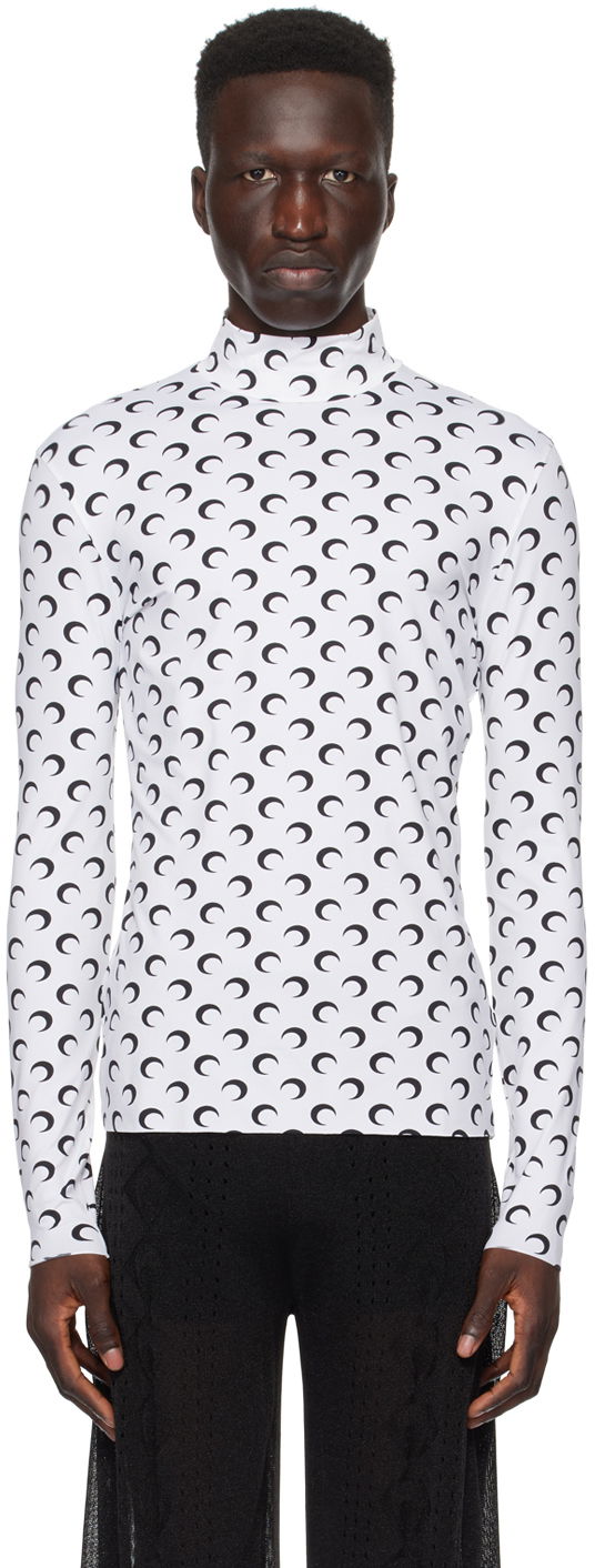 Пуловер Marine Serre All Over Moon Turtleneck Бяло | MTS002 CJER0001, 0